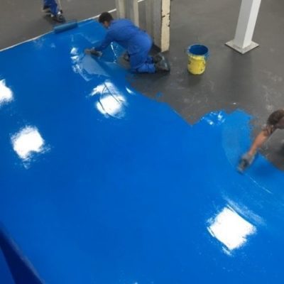 Cobalt Blue Epoxy Flooring - Peak Productions
